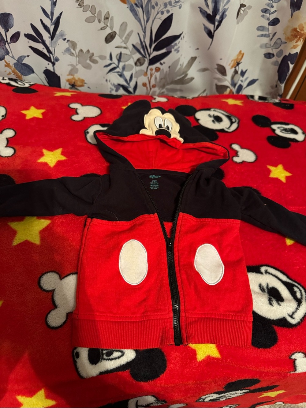 Kids Red & Black Mickey Hoodie Jacket Size 3 6 Months Disney Baby C5